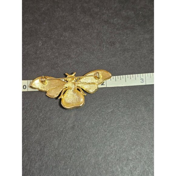 **Sale** Vintage gold tone cream bee brooch - Picture 10 of 11